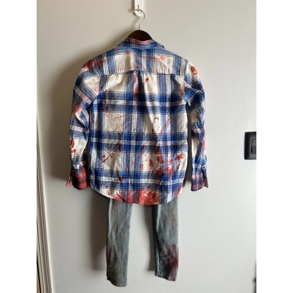 Zombie Halloween Costume Teens Jeans Tshirt And Flannel Homemade Size Small